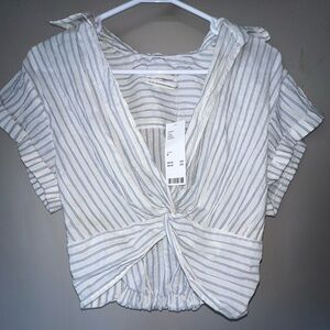 NWT Urban Outfitters Women’s striped crop top blouse, light blue & white